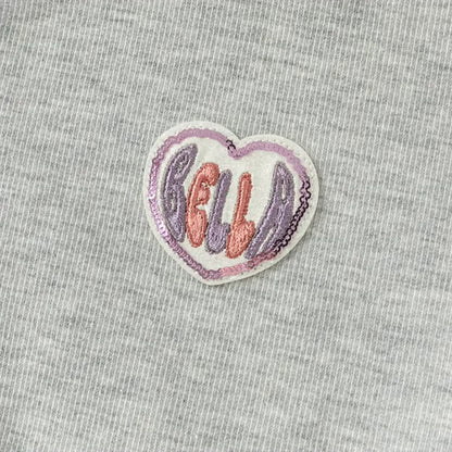 Ensemble sport veste zippée et pantalon évasé enfant fille- Gris chiné