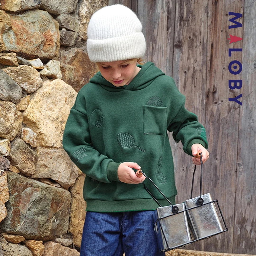 sweat à capuche doublé sherpa enfant garçon- vert