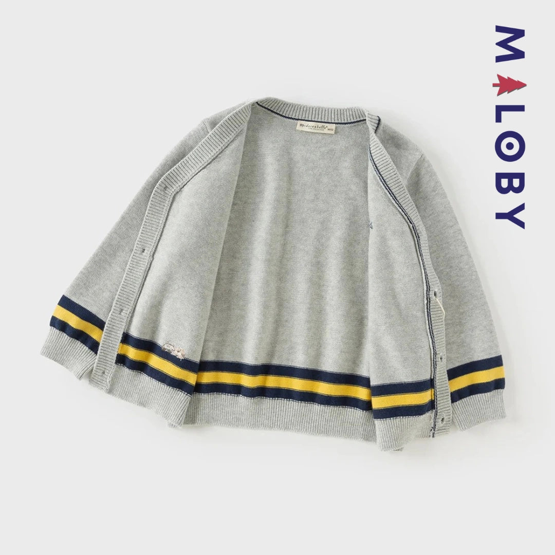 Duo chemise+cardigan enfant garçon -Gris/Blanc -robes et ensembles pour filles, bébés et garcons - MALOBY
