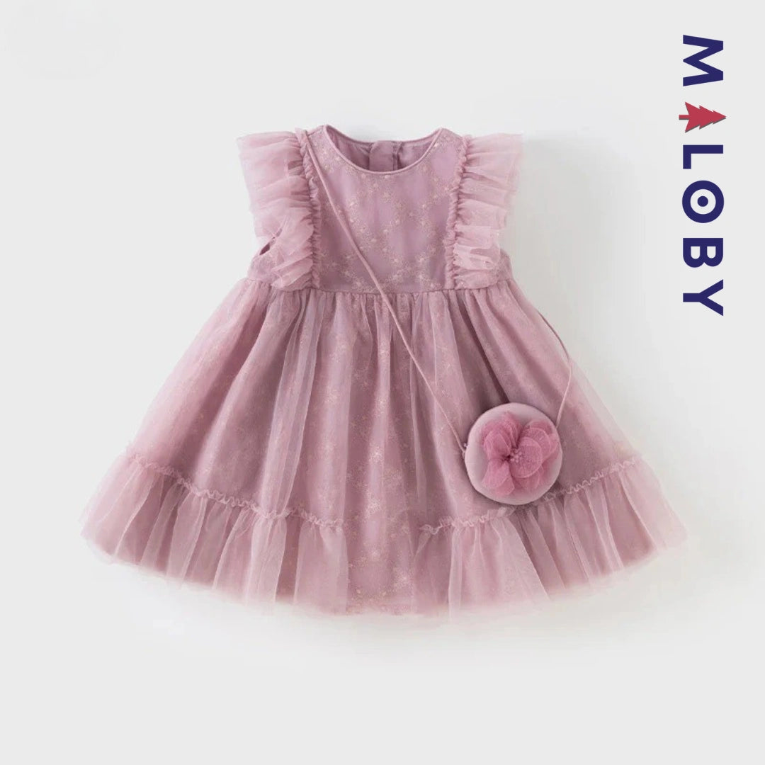 Ensemble Robe+sac pour cérémonie volontée en tulle - violet -robes et ensembles pour filles, bébés et garcons - MALOBY