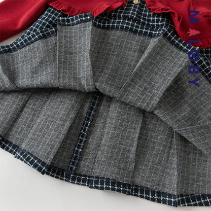 Robe à carreaux  avec Boléro intégré- rouge