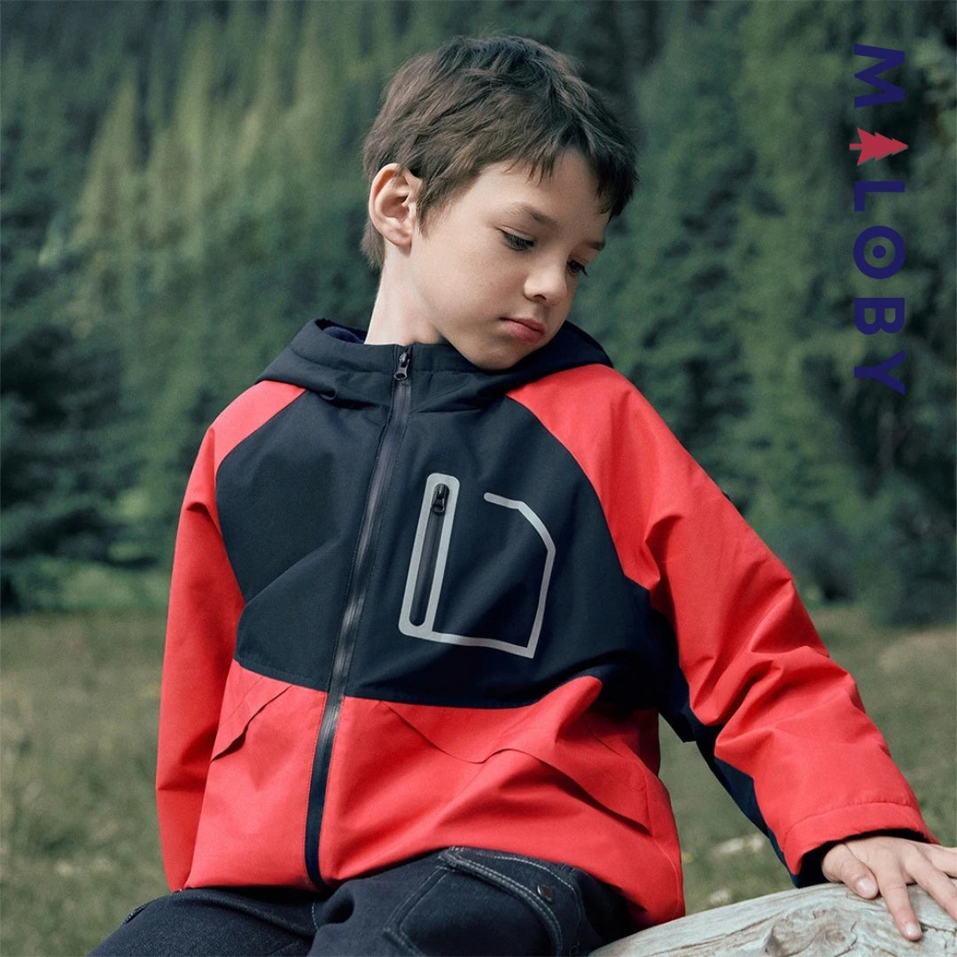 Parka imperméable doublée polaire enfant garçon- rouge