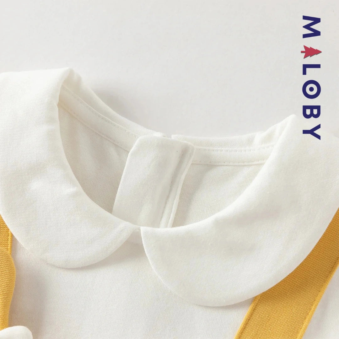 Robe bi-matière effet 2 en 1 enfant fille- Jaune -robes et ensembles pour filles, bébés et garcons - MALOBY