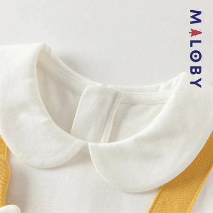 Robe bi-matière effet 2 en 1 enfant fille- Jaune -robes et ensembles pour filles, bébés et garcons - MALOBY