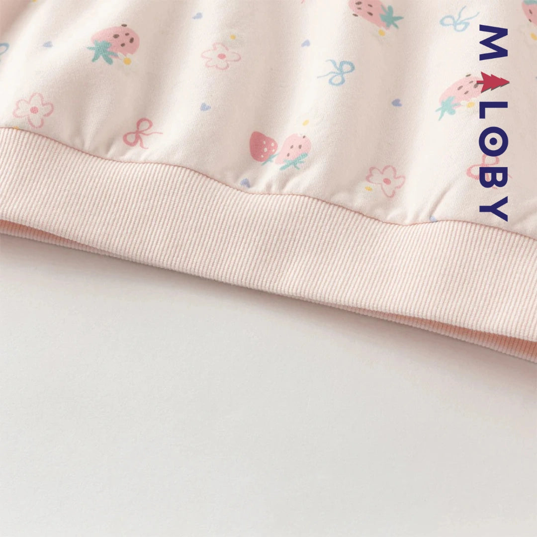 Ensemble 2 pièces sweat-shirt + pantalon enfant fille- Rose -robes et ensembles pour filles, bébés et garcons - MALOBY