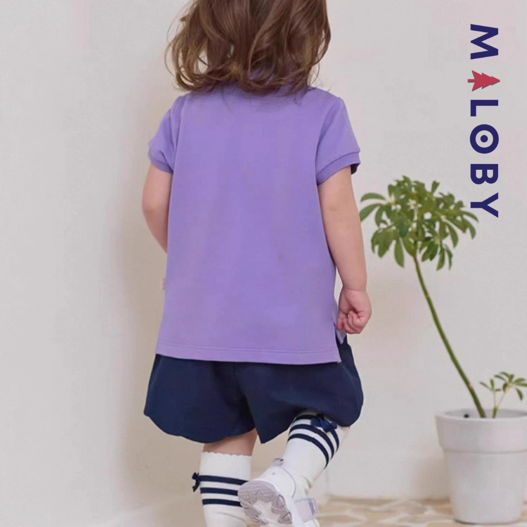 T-shirt polo d'Eté manches courtes enfant fille -Rose/Violet
