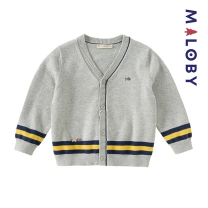Duo chemise+cardigan enfant garçon -Gris/Blanc -robes et ensembles pour filles, bébés et garcons - MALOBY