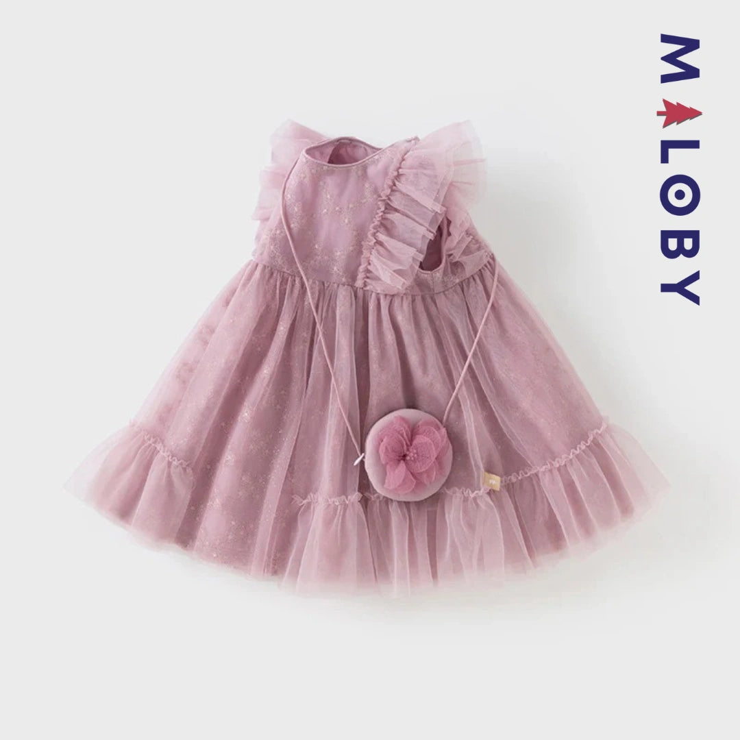 Ensemble Robe+sac pour cérémonie volontée en tulle - violet -robes et ensembles pour filles, bébés et garcons - MALOBY