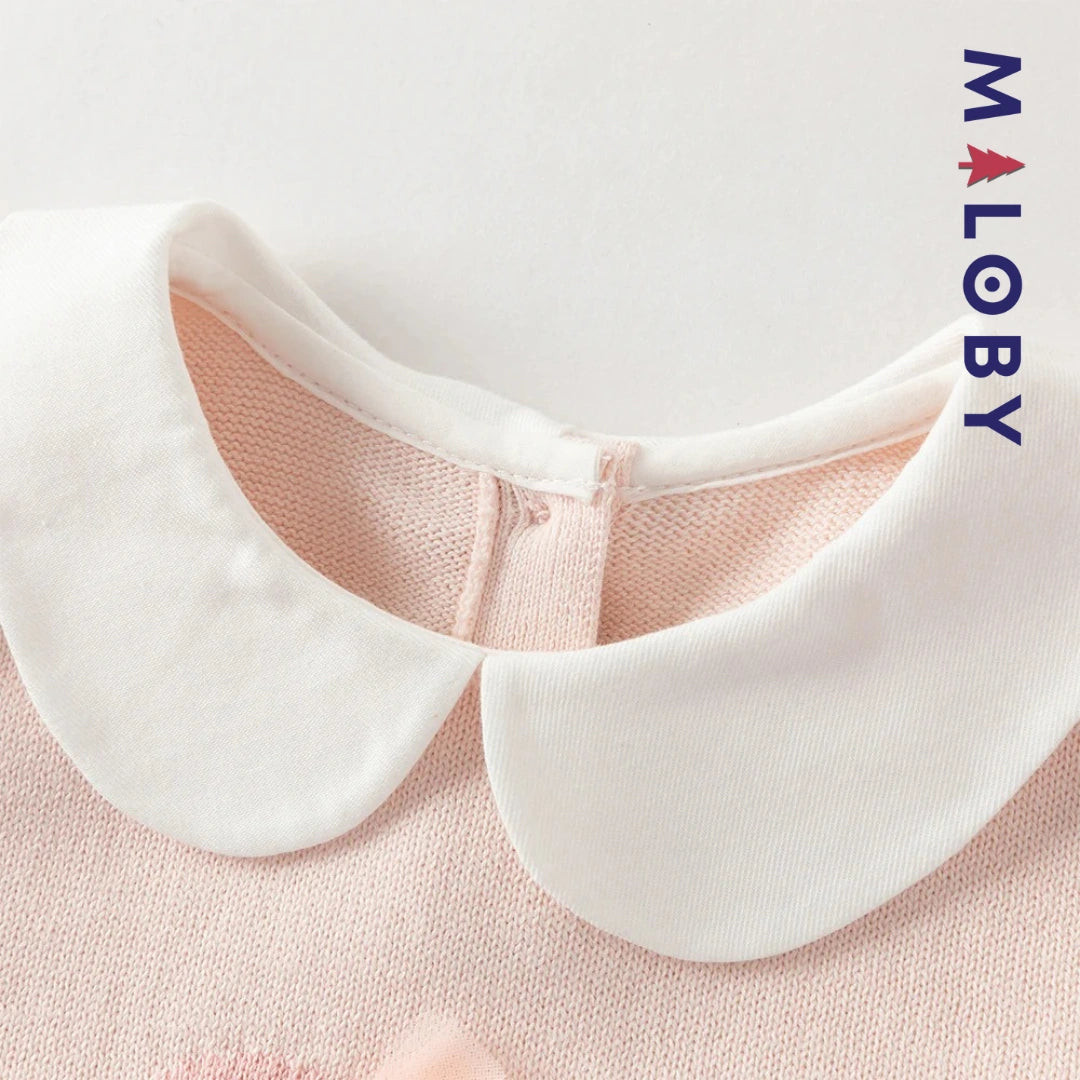 Robe bi-matière effet 2 en 1 motif bonbon rose MALOBY