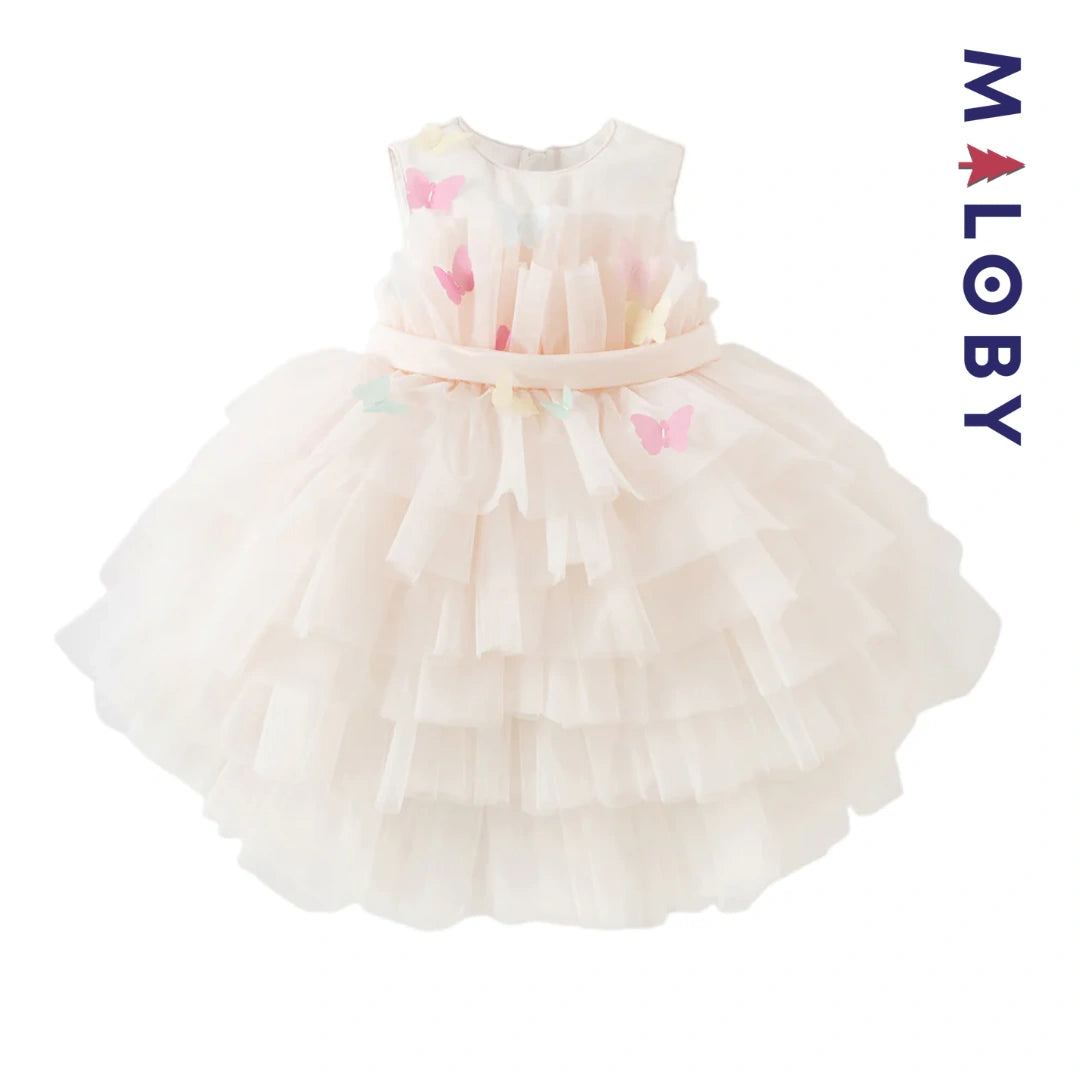 Robe de princesse d'été rose tendre , coupe trapèze, en tulle vaporeux.