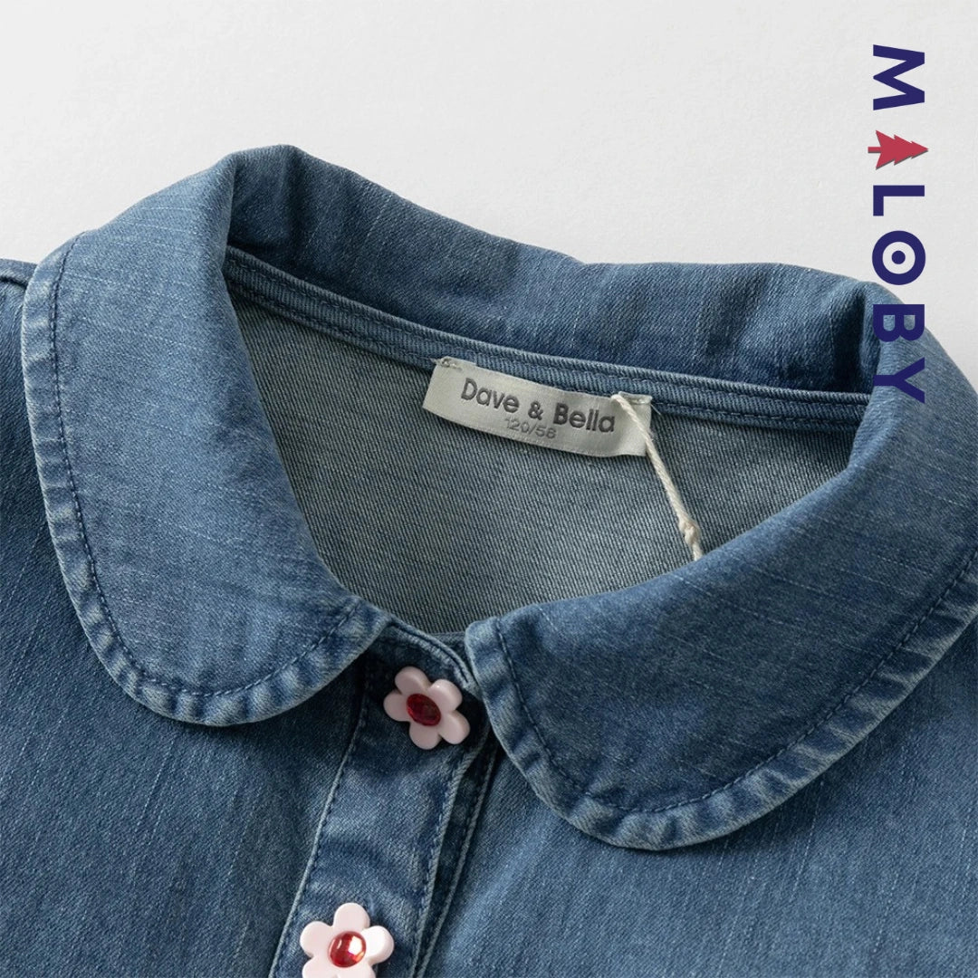 Robe en Jean manches longues enfant fille - bleu denim