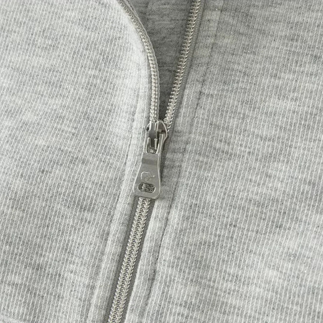 Ensemble sport veste zippée et pantalon évasé enfant fille- Gris chiné