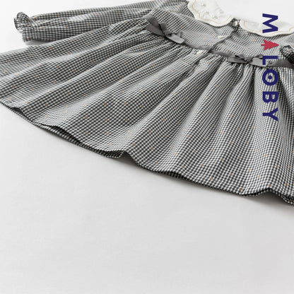 Ensemble robe vichy manches longues + sac fantaisie enfant fille- Carreaux