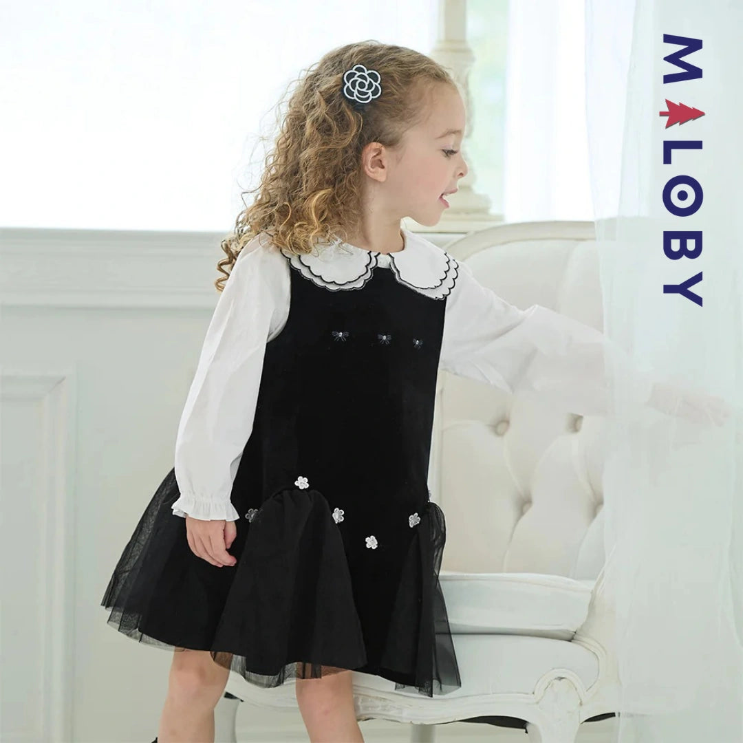 Ensemble cérémonie Robe +chemise enfant fille -Noir -robes et ensembles pour filles, bébés et garcons - MALOBY