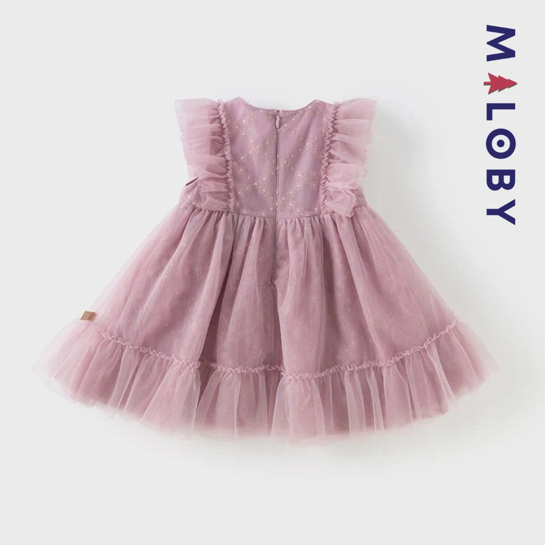 Ensemble Robe+sac pour cérémonie volontée en tulle - violet -robes et ensembles pour filles, bébés et garcons - MALOBY