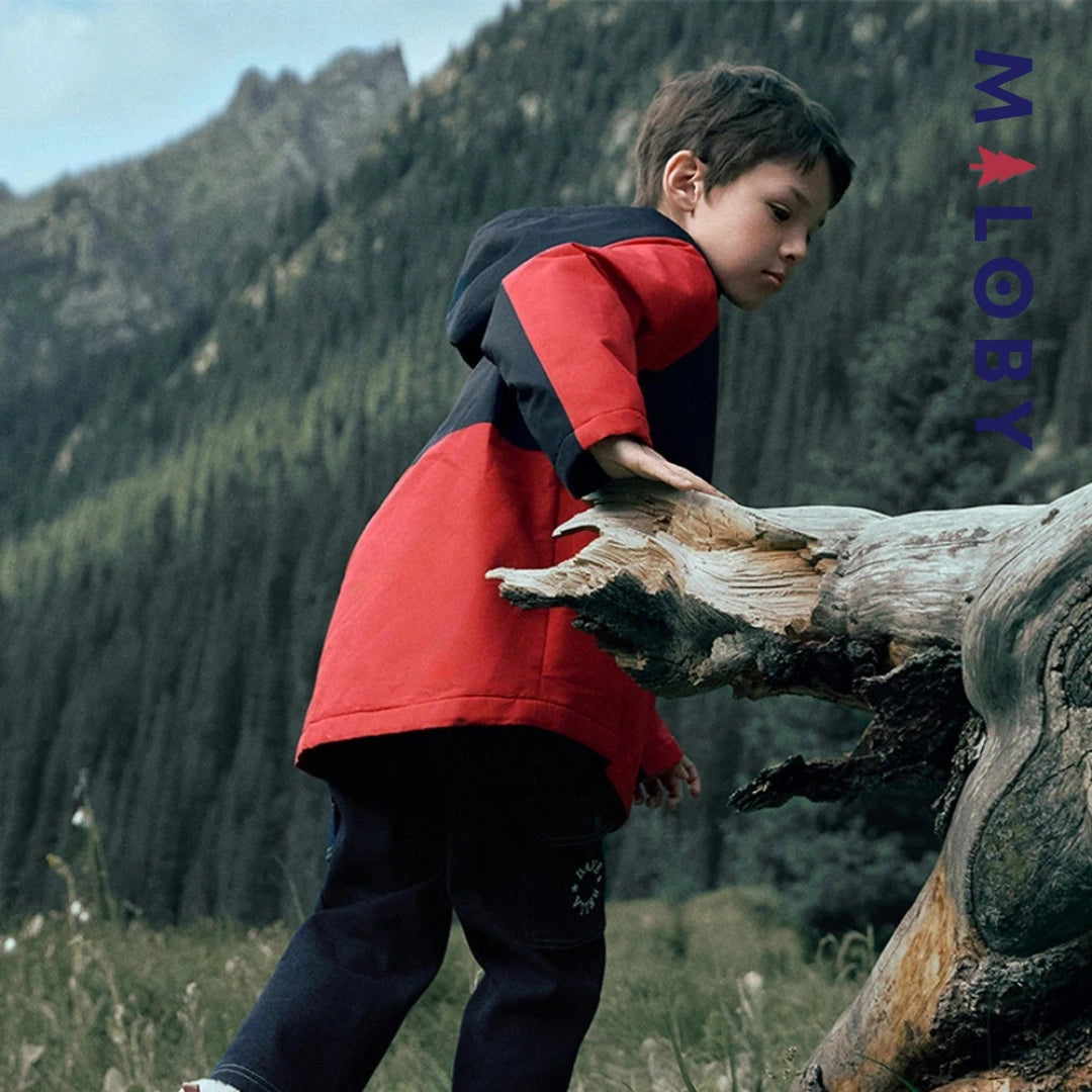 Parka imperméable doublée polaire enfant garçon- rouge