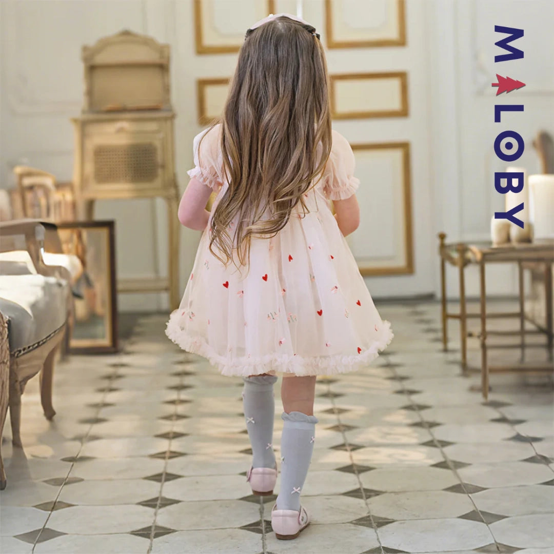 Ensemble Robe+sac pour cérémonie enfant fille- Rose