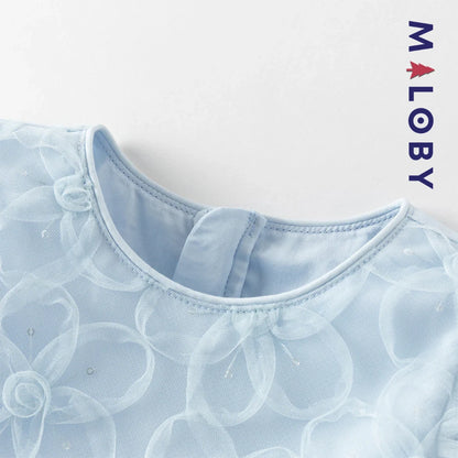Robe princesse bleue sans manches en tulle respirante pour petites filles