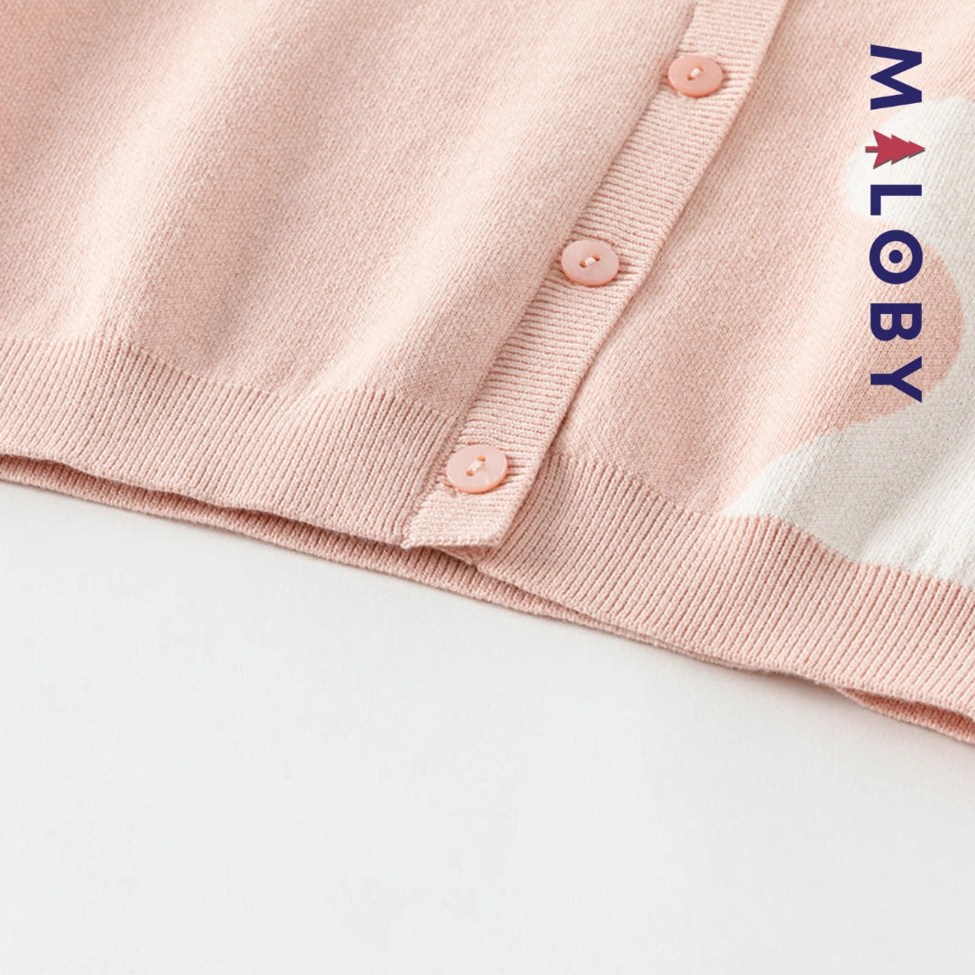 Cardigan licorne enfant fille- Rose -robes et ensembles pour filles, bébés et garcons - MALOBY