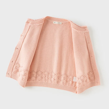 Gilet sans manches en maille 100% coton enfant fille -Rouge/Rose
