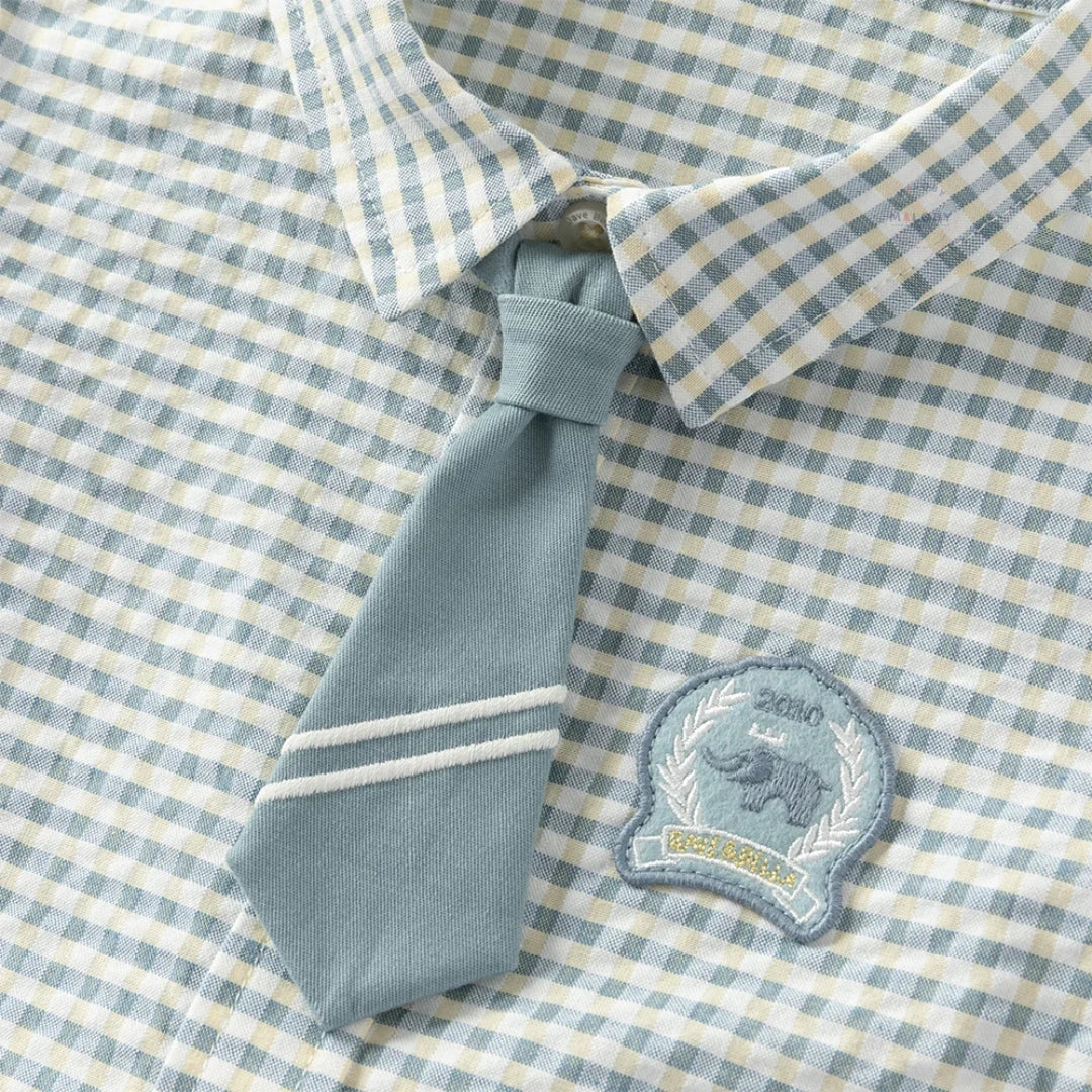 Ensemble 2 pièces chemise et pantalon enfant garçon à carreaux, vêtement enfant maroc - MALOBY