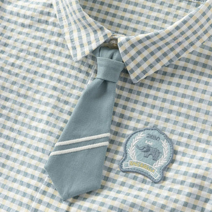 Ensemble 2 pièces chemise et pantalon enfant garçon à carreaux, vêtement enfant maroc - MALOBY