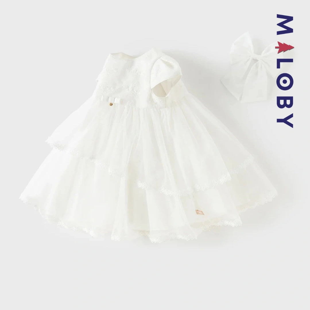 Robe haute couture de cérémonie enfant fille -Blanc