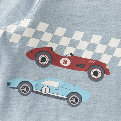T-shirt en pur coton motif graphique enfant garçon -Bleu/Blanc