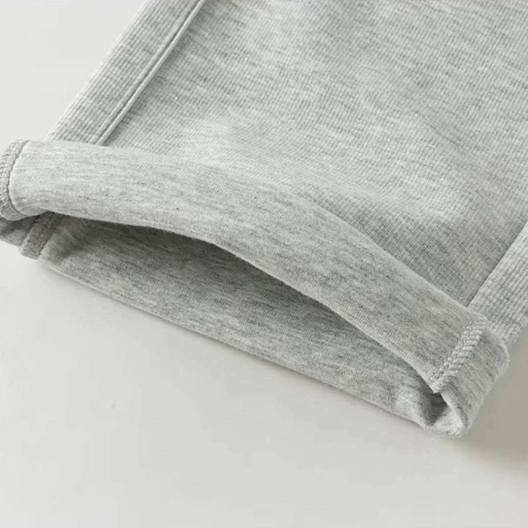 Ensemble sport veste zippée et pantalon évasé enfant fille- Gris chiné