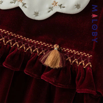 Robe en velours unie enfant fille - bordeaux