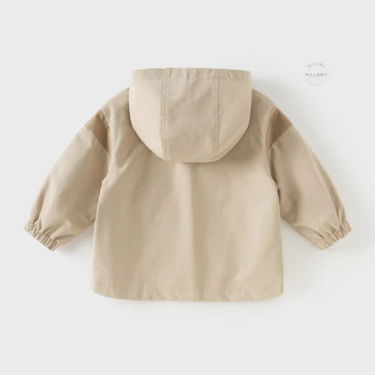 Veste à capuche coupe-vent casual enfant garçon beige, vêtement enfant maroc - MALOBY