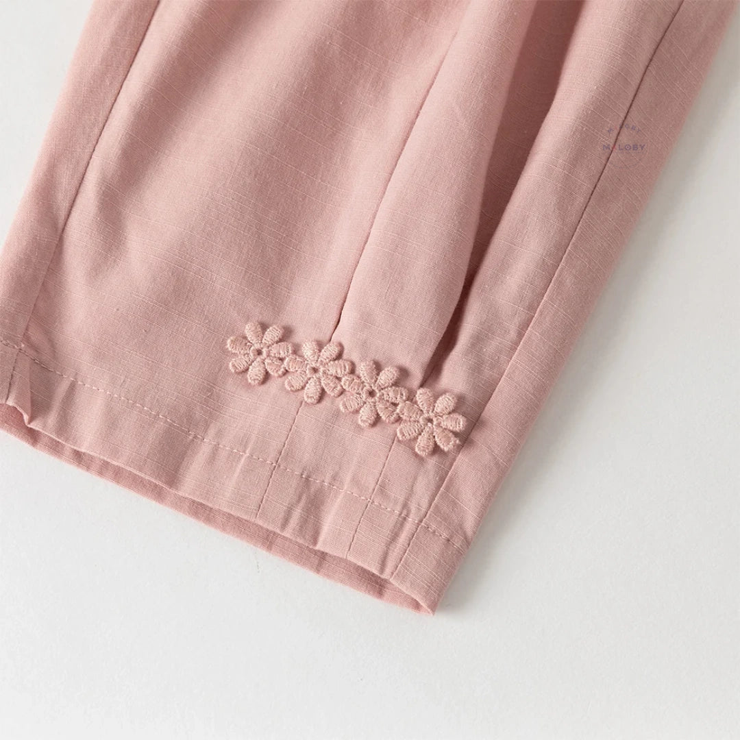 Pantalon carotte décontracté enfant fille rose, vêtement enfant maroc - MALOBY