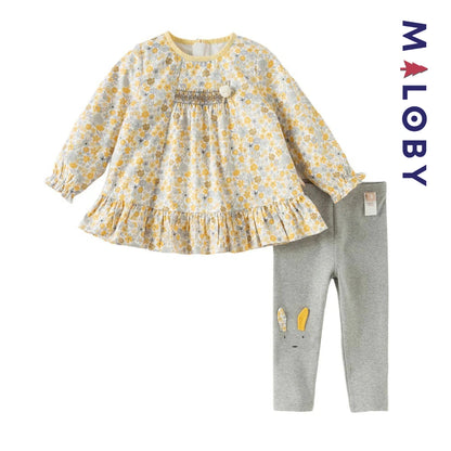 Ensemble 2 pièces Tunique & legging enfant fille- floral -robes et ensembles pour filles, bébés et garcons - MALOBY