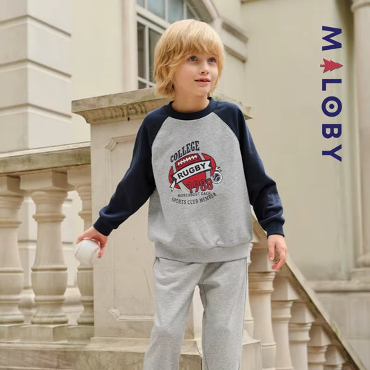 Ensemble sport sweat + jogging garçon - Gris -robes et ensembles pour filles, bébés et garcons - MALOBY