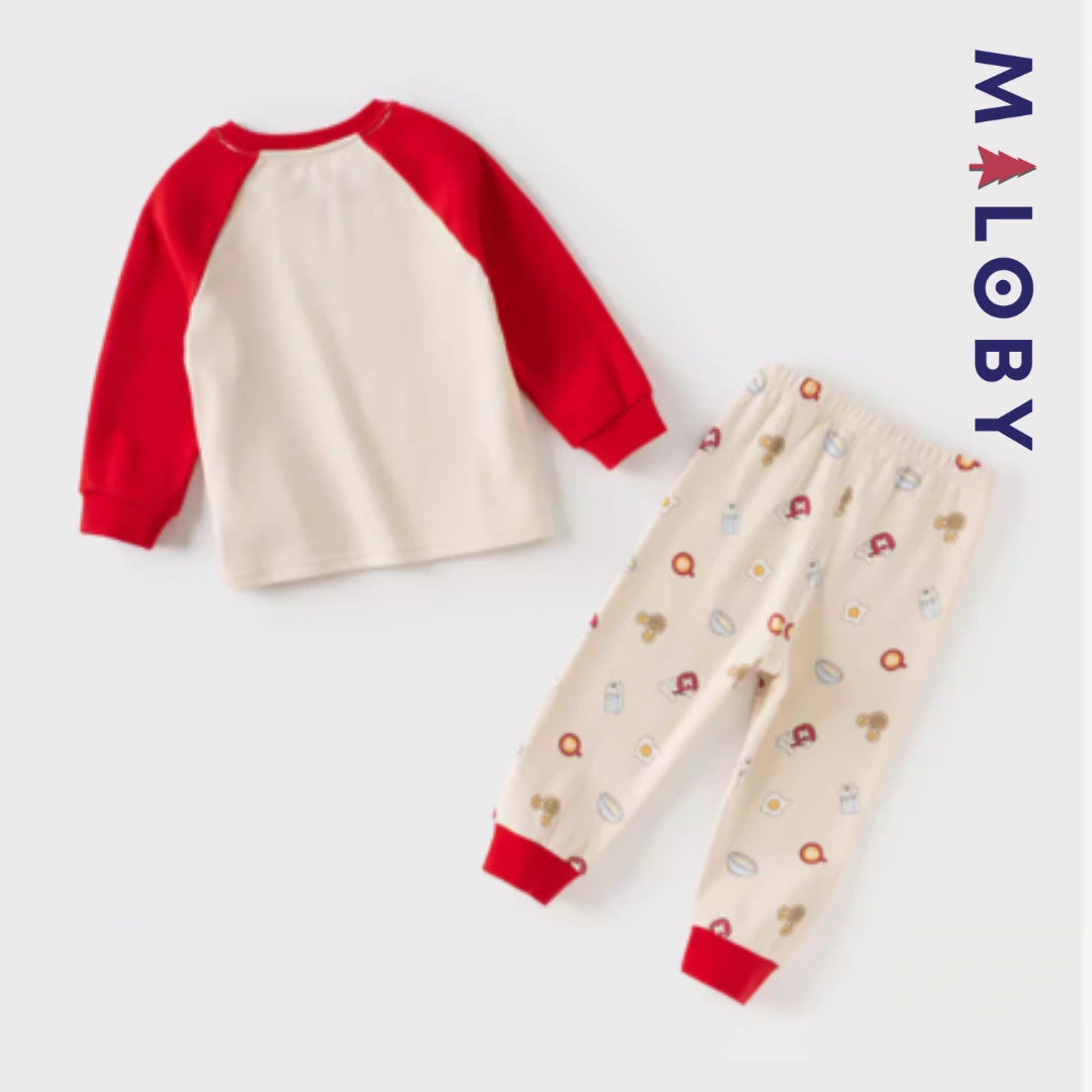 Pyjama 2 pièces manches longues enfant garçon -Rouge -robes et ensembles pour filles, bébés et garcons - MALOBY