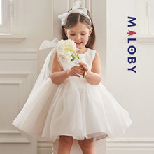 Charger l&#39;image dans la galerie, Robe cérémonie bouffante enfant fille-Blanc -robes et ensembles pour filles, bébés et garcons - MALOBY
