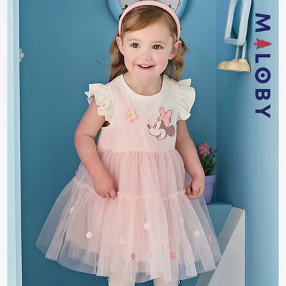 Robe Minnie bi-matière pour été enfant fille -Rose