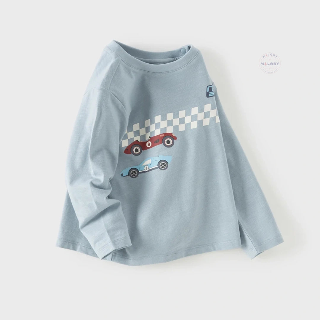 T-shirt en pur coton motif graphique enfant garçon -Bleu/Blanc