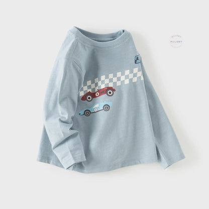 T-shirt en pur coton motif graphique enfant garçon -Bleu/Blanc