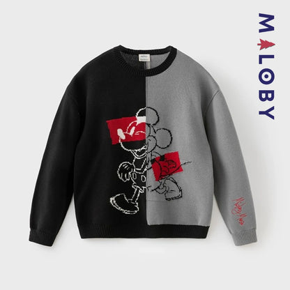 Pull en tricot parent-enfant unisexe- Noir