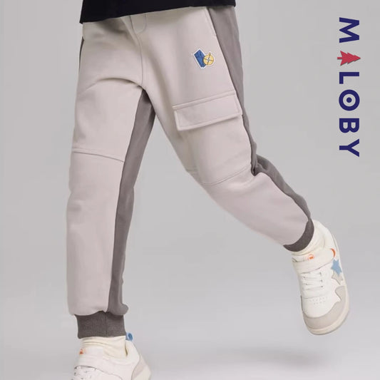 Pantalon jogging avec poches à rabat sport enfant garçon -Gris -robes et ensembles pour filles, bébés et garcons - MALOBY