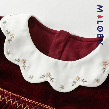 Robe en velours unie enfant fille - bordeaux