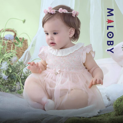 Robe cérémonie bébé fille - rose imprimé