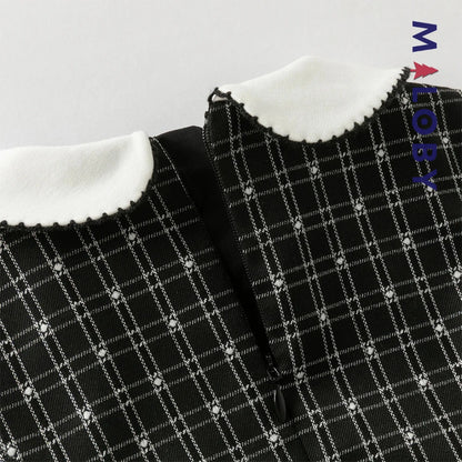 Robe à carreaux effet 2 en 1 enfant fille- noir/blanc