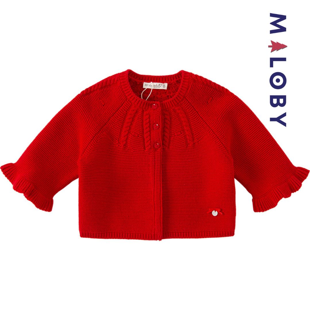 Cardigan Motif noeud pour fille- Rouge -robes et ensembles pour filles, bébés et garcons - MALOBY