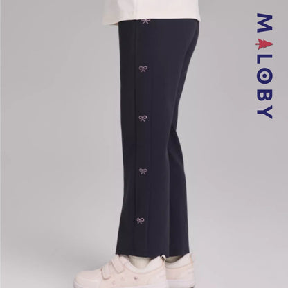 Pantalon évasé longueur chevilles enfant fille- marine