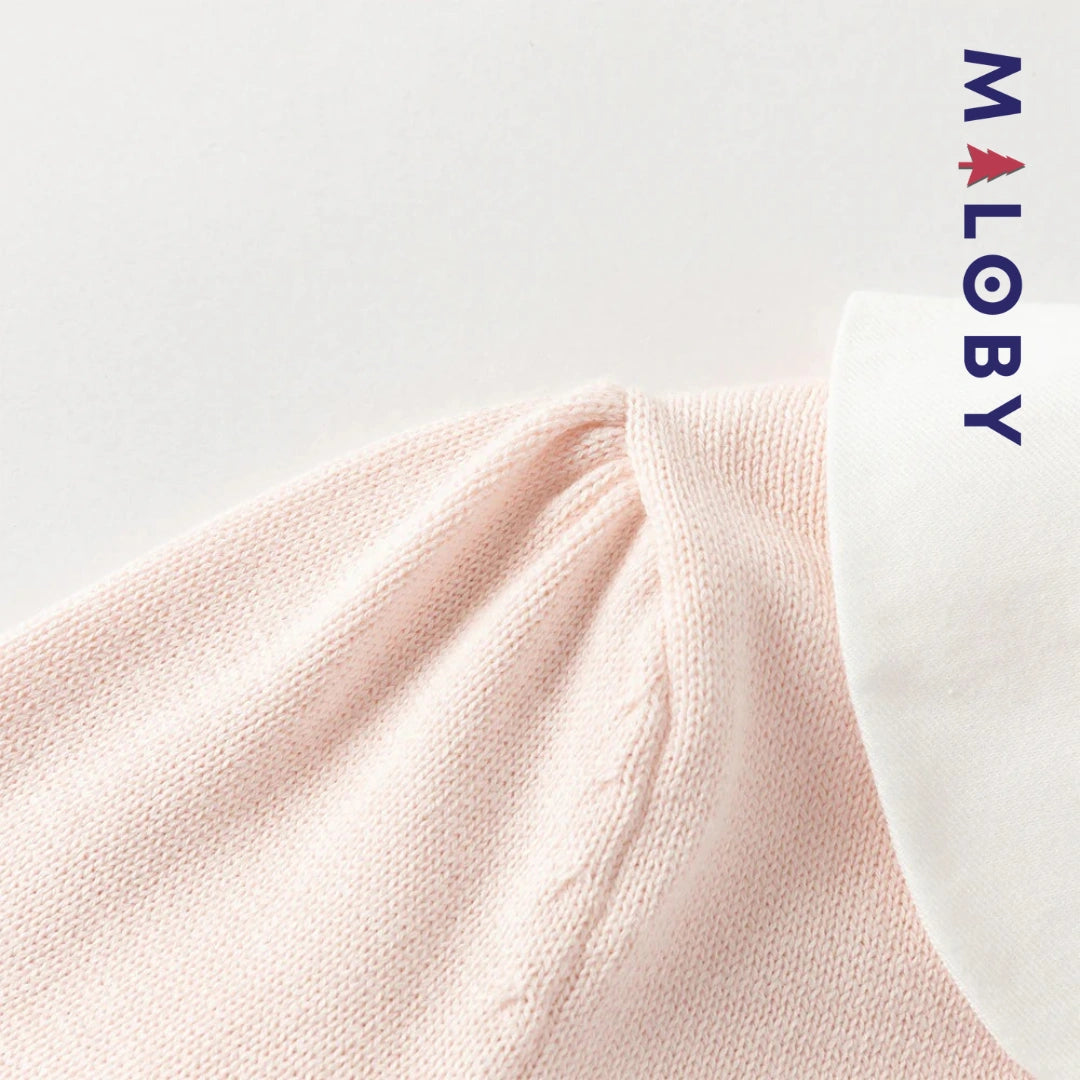 Robe bi-matière rose effet 2 en 1 avec motif bonbon