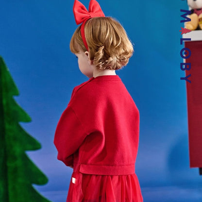 Robe courte bi-matière motif Disney enfant fille - rouge -robes et ensembles pour filles, bébés et garcons - MALOBY