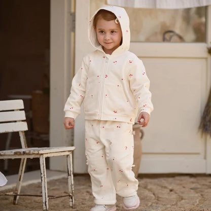 Ensemble 2 pièces Sweat + pantalon large enfant fille –imprimé cerises