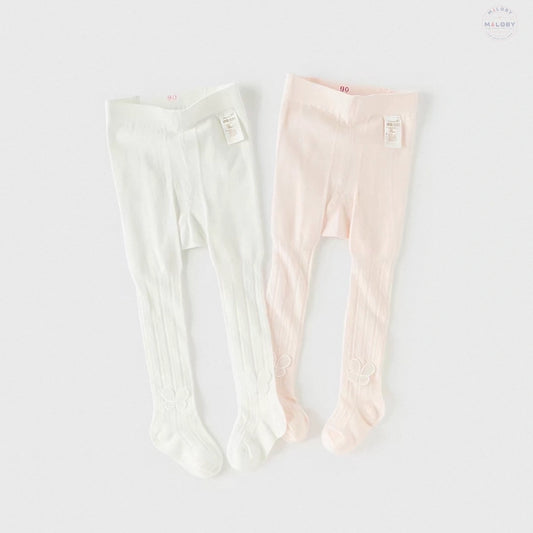 Collants fins motif papillon enfant fille blanc et rose, vêtement enfant maroc - MALOBY